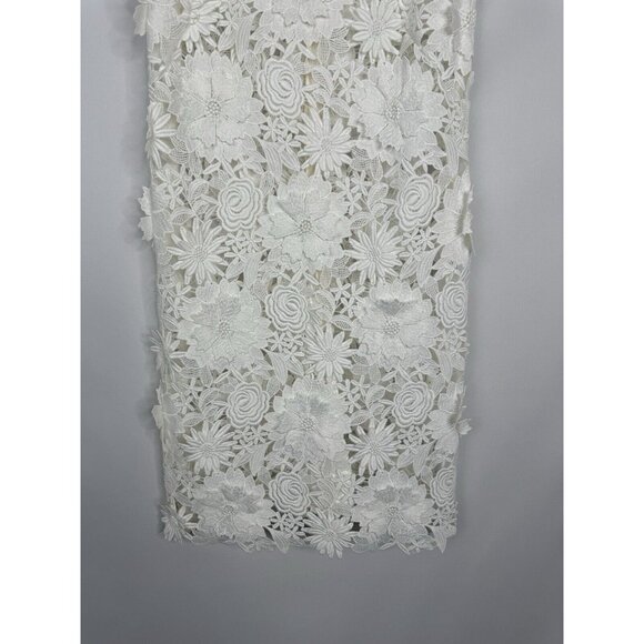 Milly 3D White Floral Embroidered Short‎ Sleeve Cocktail Mini Dress - Picture 3 of 11